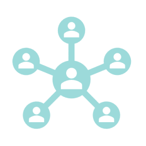 graphic showing a person in the middle with a network of people around them
